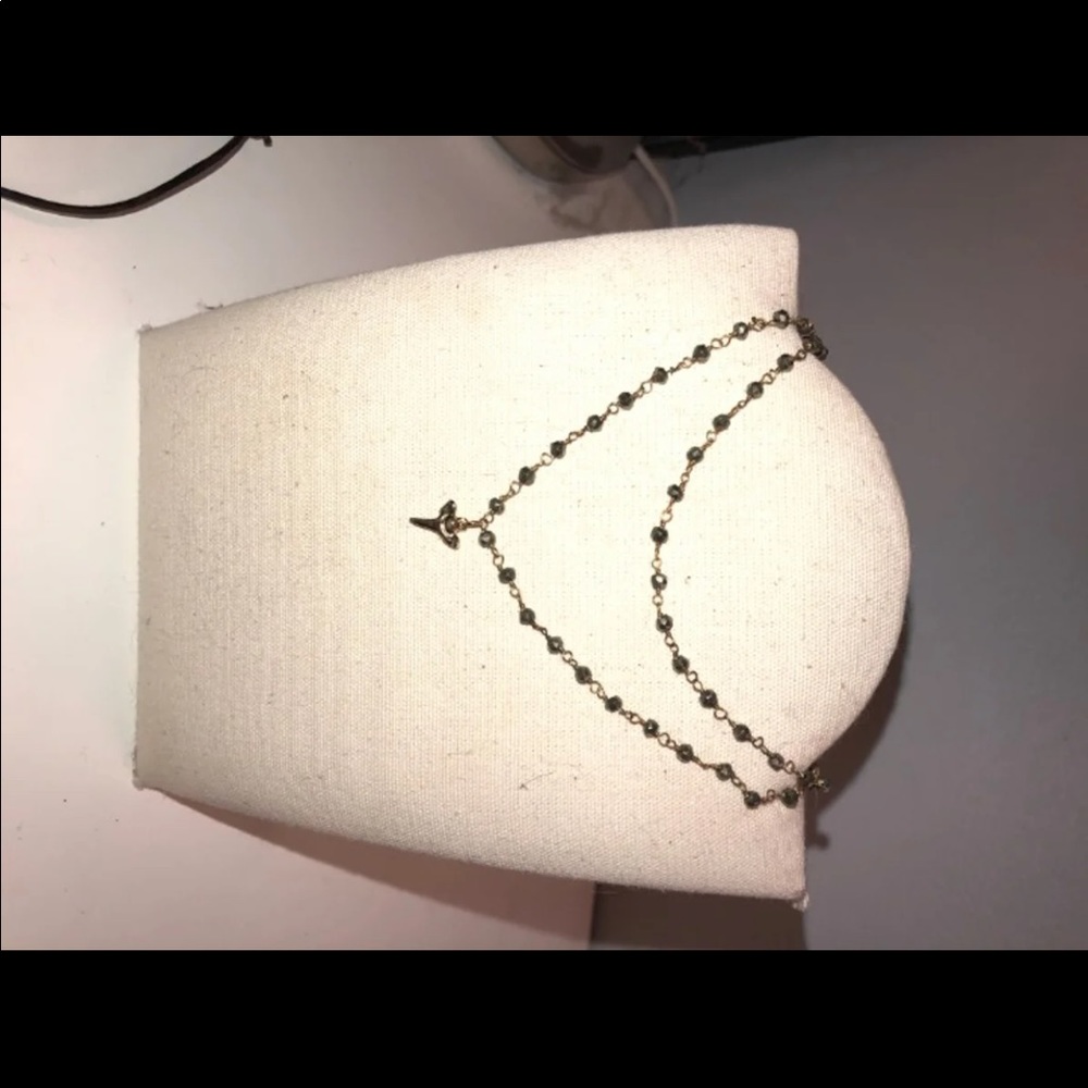gold shark tooth beaded necklace